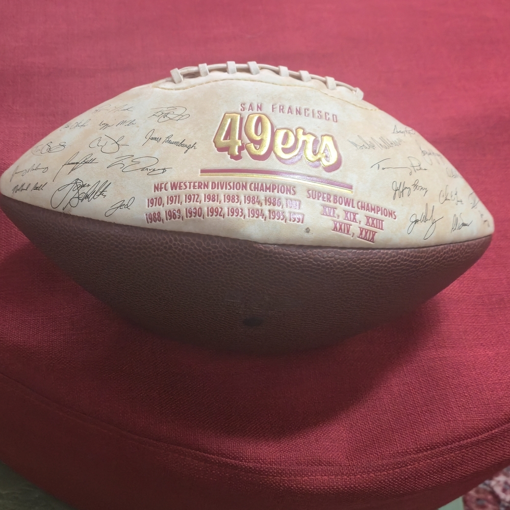 San Francisco 49ers Autographed Football - Gold and Burgundy - Picture 3 of 8